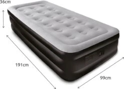 BluMill Eenpersoons Luchtbed - Met Ingebouwde Pomp - Luchtbed Zelfopblazend - Incl. Draagtas - 191x99x36 Cm -Campingwinkel 1200x859