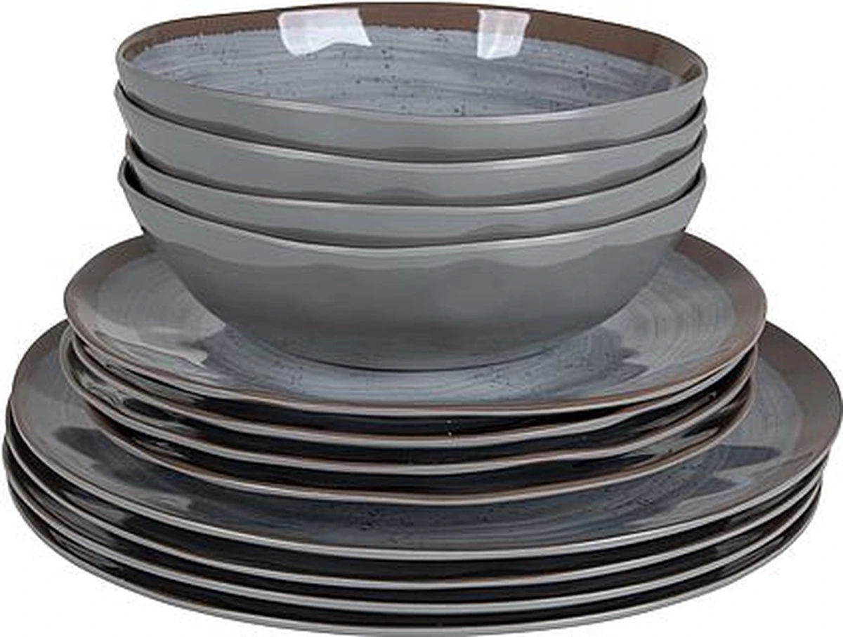 Bo-Camp Servies - Halo - 12-delig - Grijs 13 Bo-Camp Servies - Halo - 12-delig - Grijs - Afbeelding 13