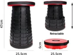 Kampeerkruk - Uitschuifbare Kruk - Rood/Zwart- Tot 120 Kg - Travel Stool - Opvouwbare Campingkruk - Inklapbaar Krukje - Telescopische Kruk - Camping - Outdoor -Campingwinkel 1200x910 3
