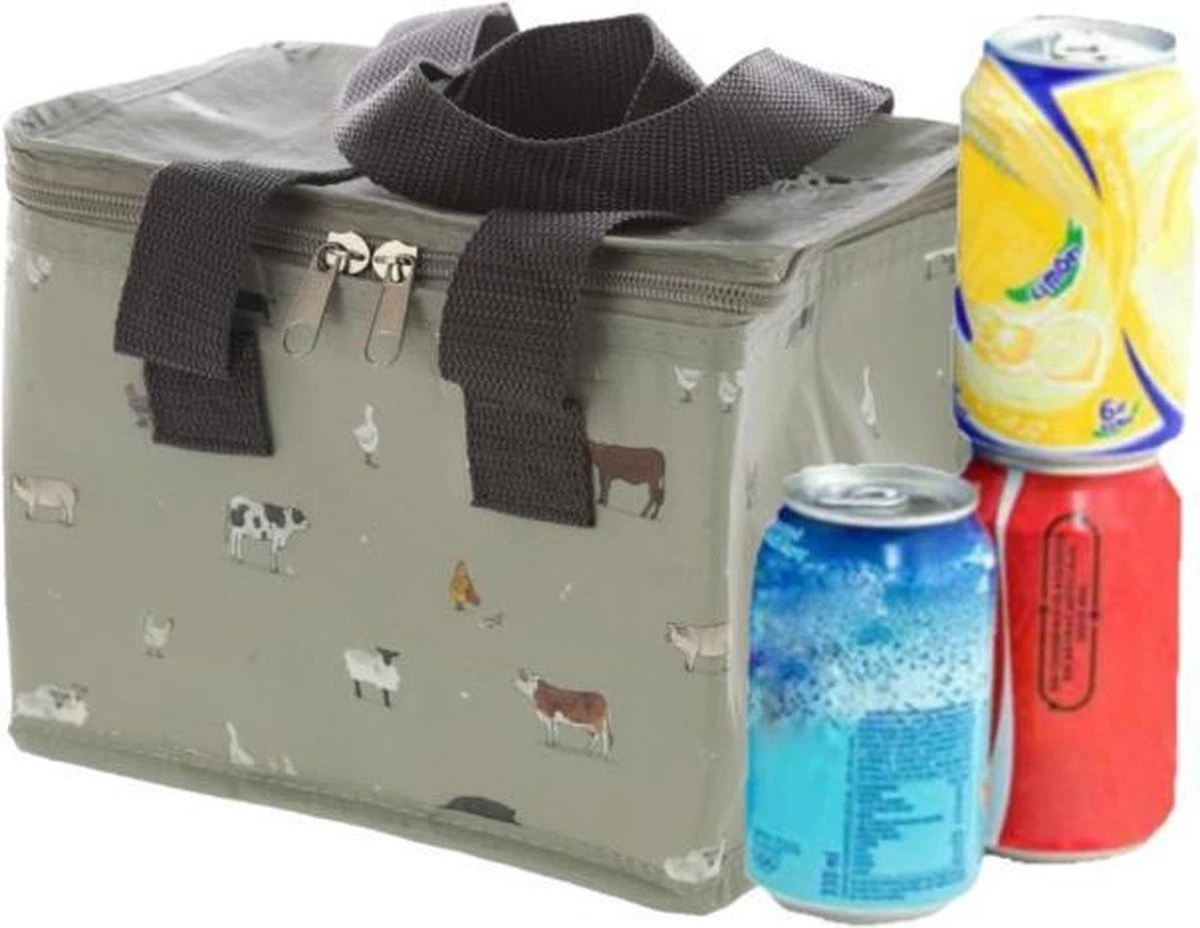Kleine Koeltas Voor Lunch Grijs Met Boerderij Dieren Print 16 X 21 X 14 Cm 4,7 Liter - Koeltassen 4 Kleine Koeltas Voor Lunch Grijs Met Boerderij Dieren Print 16 X 21 X 14 Cm 4,7 Liter - Koeltassen - Afbeelding 4