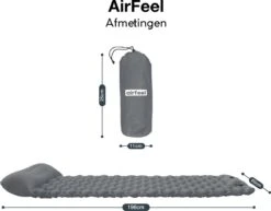 AirFeel Opblaasbaar Slaapmatje - Ingebouwde Pomp En Kussen - Lichtgewicht - 196 X 60 X 6cm - Gray -Campingwinkel 1200x939 4