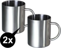 Merkloos RVS Beker-RVS Mok-Koffiebeker-Koffiemok-set 2 Stuks -Campingwinkel 1200x944 2