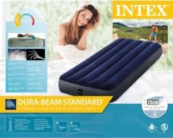 Intex Luchtbedset Intex Luchtbed - 1-Persoons - 76 X 191 X 25 Cm - Blauw + Intex Elektrische Pomp - 650 Liter/min + Hoeslaken Antraciet + Reparatieset -Campingwinkel 1200x955 4