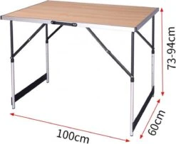 Kamyra® Campingtafel Inklapbaar - Kampeertafel, Partytafel - Opvouwbaar, Lichtgewicht & In Hoogte Verstelbaar - Aluminium/Hout -Campingwinkel 1200x984 1
