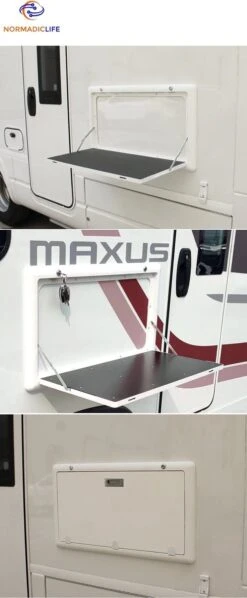 Merkloos NormadicLife® - Outdoor – Opklapbare Tafel - Eettafel – Tafel Voor Buitenkeuken - Caravan – Camper – Picknicktafel - Ingebouwd Ledlicht – Wit -Campingwinkel 496x1200