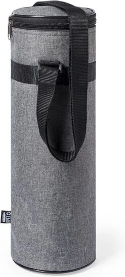 Merkloos Flessenkoeler - Koeltas Fles - Champagnekoeler - Wijnkoeler - Isolatie - Volwassenen - Dames - Heren - 11 X 35 Cm - 1,5 Liter - Gerecyclede PET Flessen - Polyester - Aluminium - Grijs
