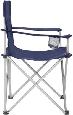 Set Van 2 Opvouwbare Campingstoelen, Klapstoelen Voor Buiten, Comfortabel, Met Armleuningen En Bekerhouders, Stabiel Frame, Draagvermogen 120 Kg - Blauw -Campingwinkel 766x1200