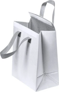 Merkloos Koeltas - Lunchtas - Koeltasje Lunch - Koelelementen - Isolatie - Volwassenen - Dames - Heren - Klittenbandsluiting - 23 X 29 Cm - Kunststof - Aluminium - Wit -Campingwinkel 778x1200 1