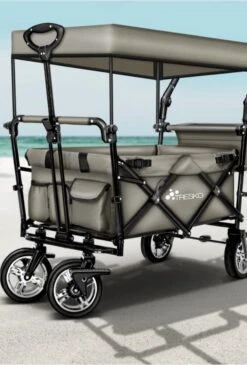 Wildebeest Bolderkar Opvouwbaar Grijs - Bolderwagen Met Kinder Zitje - Bolderkarren - Handkar Grijs - Opvouwbaar Transportwagen - Transportkar - Handkar Tuin Trolley Met Dak Transport Trolley XXL -Campingwinkel 812x1200 1