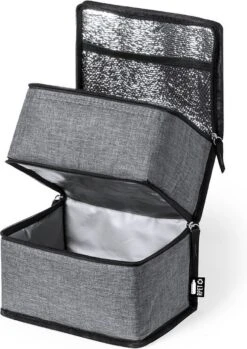 Merkloos Koeltas Met Dubbel Compartiment - Lunchtas - Koeltasje Lunch - Koelelementen - Koud - Warm - Isolatie - Volwassenen - Dames - Heren - 14 X 22 Cm - Polyester - RPET - Aluminium - Grijs -Campingwinkel 849x1200 7