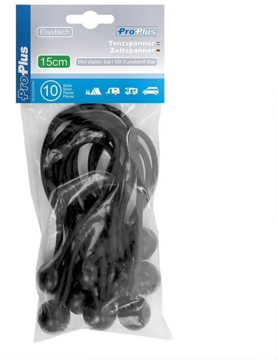 ProPlus 365644 Tentspannerset Zeltspanner-Set 10 Stück - Elastisch 15cm Mit Kunststoffball 10 Stuk(s) 3 ProPlus 365644 Tentspannerset Zeltspanner-Set 10 Stück - Elastisch 15cm Mit Kunststoffball 10 Stuk(s) - Afbeelding 3