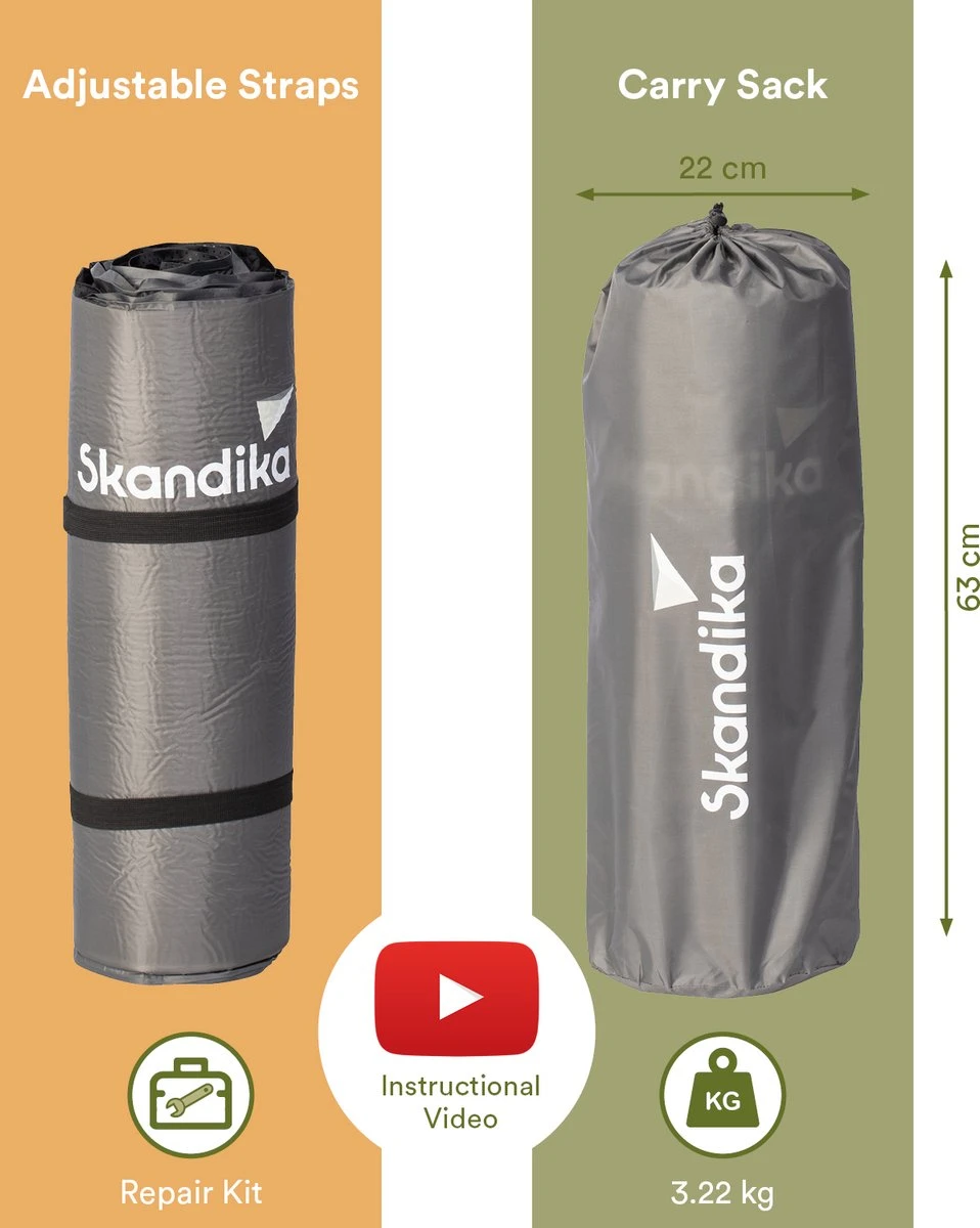Skandika Easy Single Zelfopblaasbaar Slaapmat – Slaapmat – Slaapmat Zelfopblazend – Logeerbed – Polyester, PVC - Premium Zelfopblazend Luchtbed, Antislip-materiaal, Ideaal Voor Camping – Outdoor, Camping – Kamperen – 196 X 60 X 10 Cm – 3.2kg - Grijs 2 Skandika Easy Single Zelfopblaasbaar Slaapmat – Slaapmat – Slaapmat Zelfopblazend – Logeerbed – Polyester, PVC - Premium Zelfopblazend Luchtbed, Antislip-materiaal, Ideaal Voor Camping – Outdoor, Camping – Kamperen – 196 X 60 X 10 Cm – 3.2kg - Grijs - Afbeelding 2
